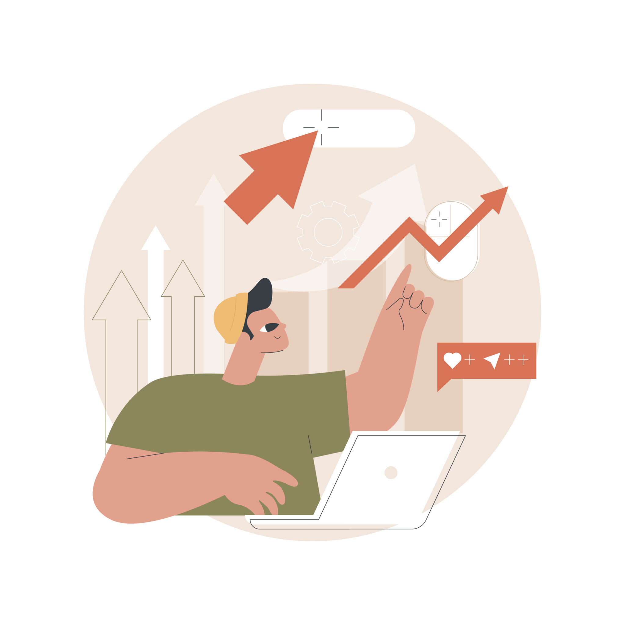Click tracking abstract concept vector illustration. Clients behavior control, user-friendly ad, click tracking tool, action tracker, analytics software, engagement measurement abstract metaphor.