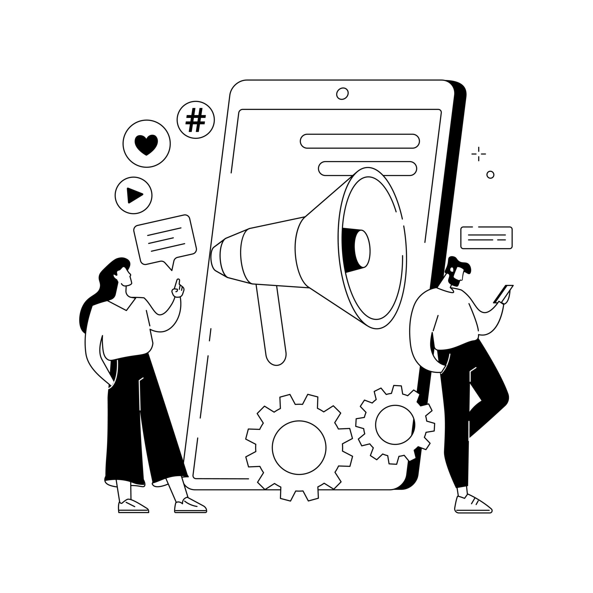 Social media news and tips abstract concept vector illustration. Social media marketing, algorithm news, promote profile, engagement tips, latest updates, content advice abstract metaphor.